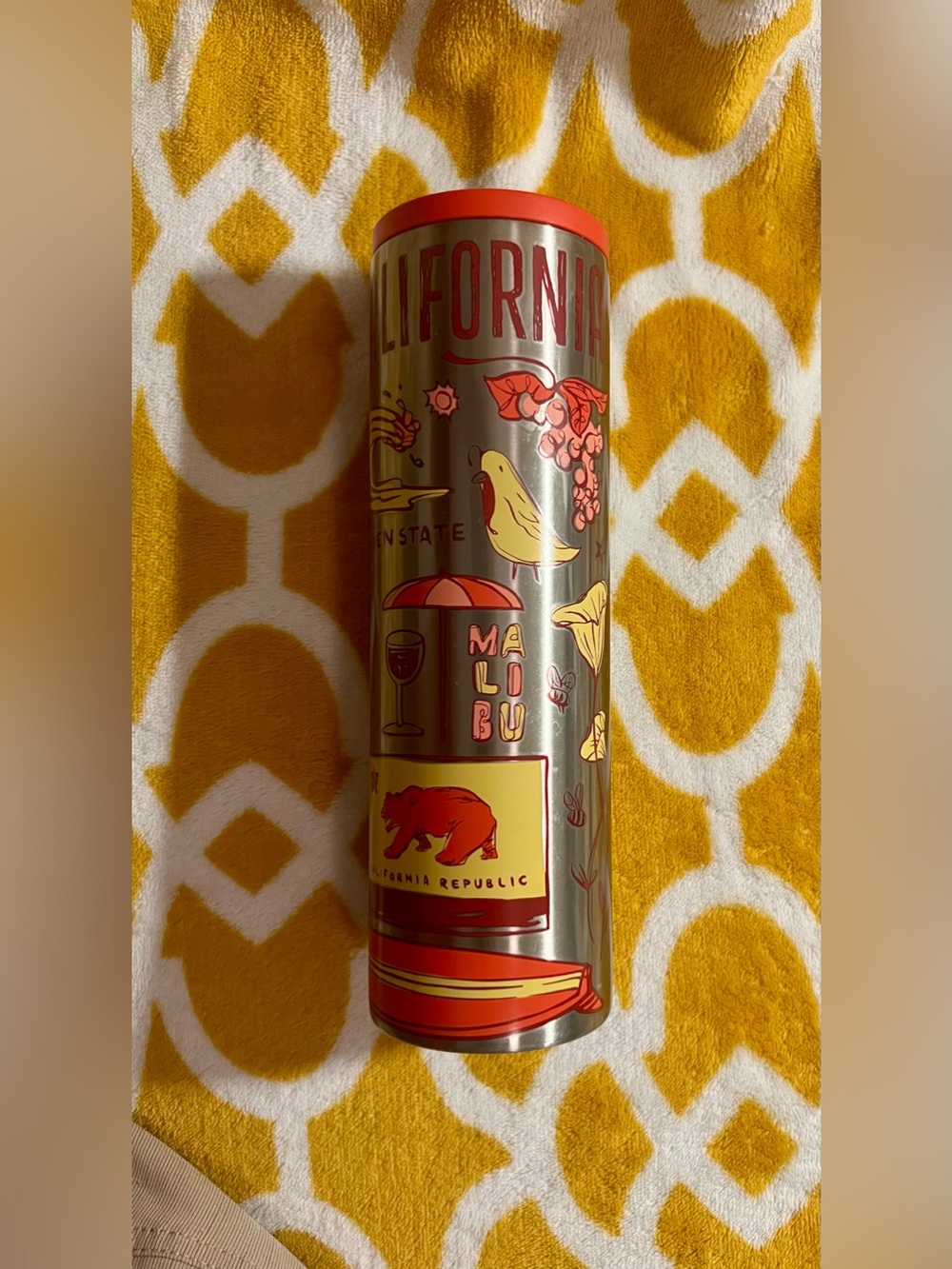 Starbucks Red and Yellow California Republic Decorative Canister